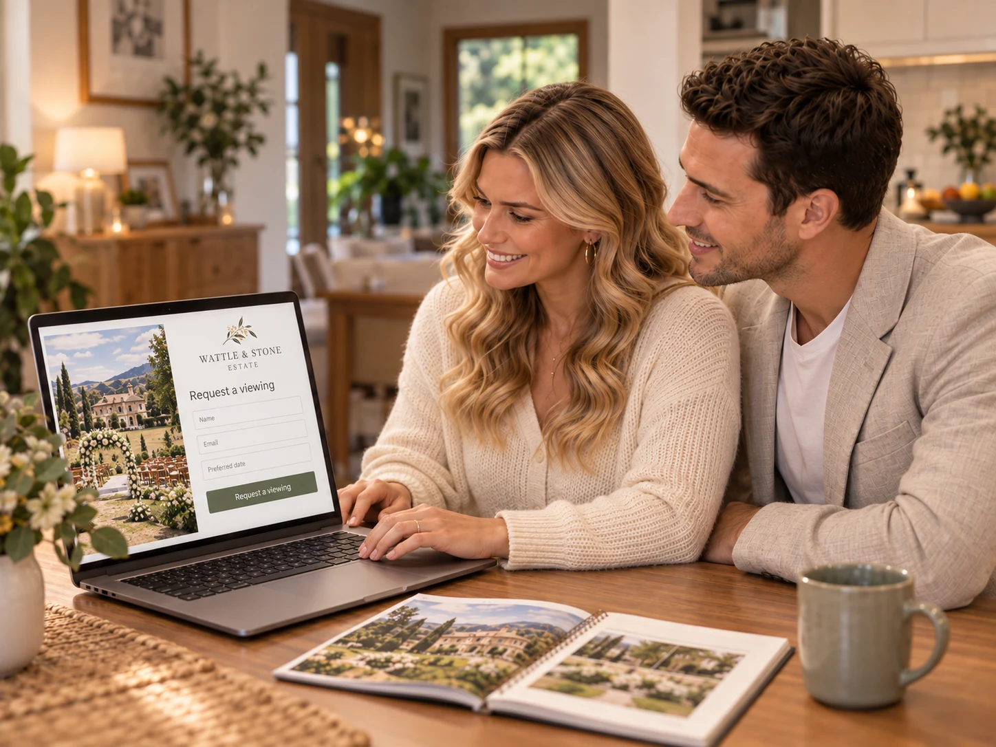 The same couple uses the venue website to request a viewing of Wattle & Stone Estate.
