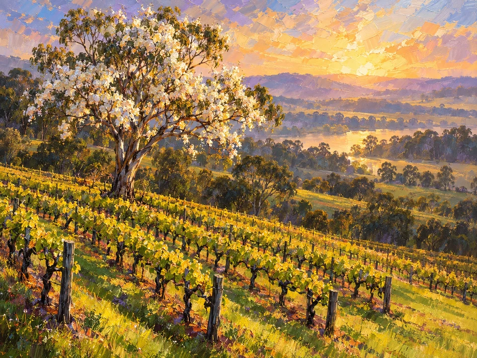 One flowering tree, a green hillside and the promise of a new season.